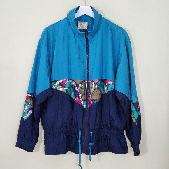 Westside Connection Windbreaker L Women Jacket Nylon LS Lined Zip Athleisure VTG - Picture 1 of 13